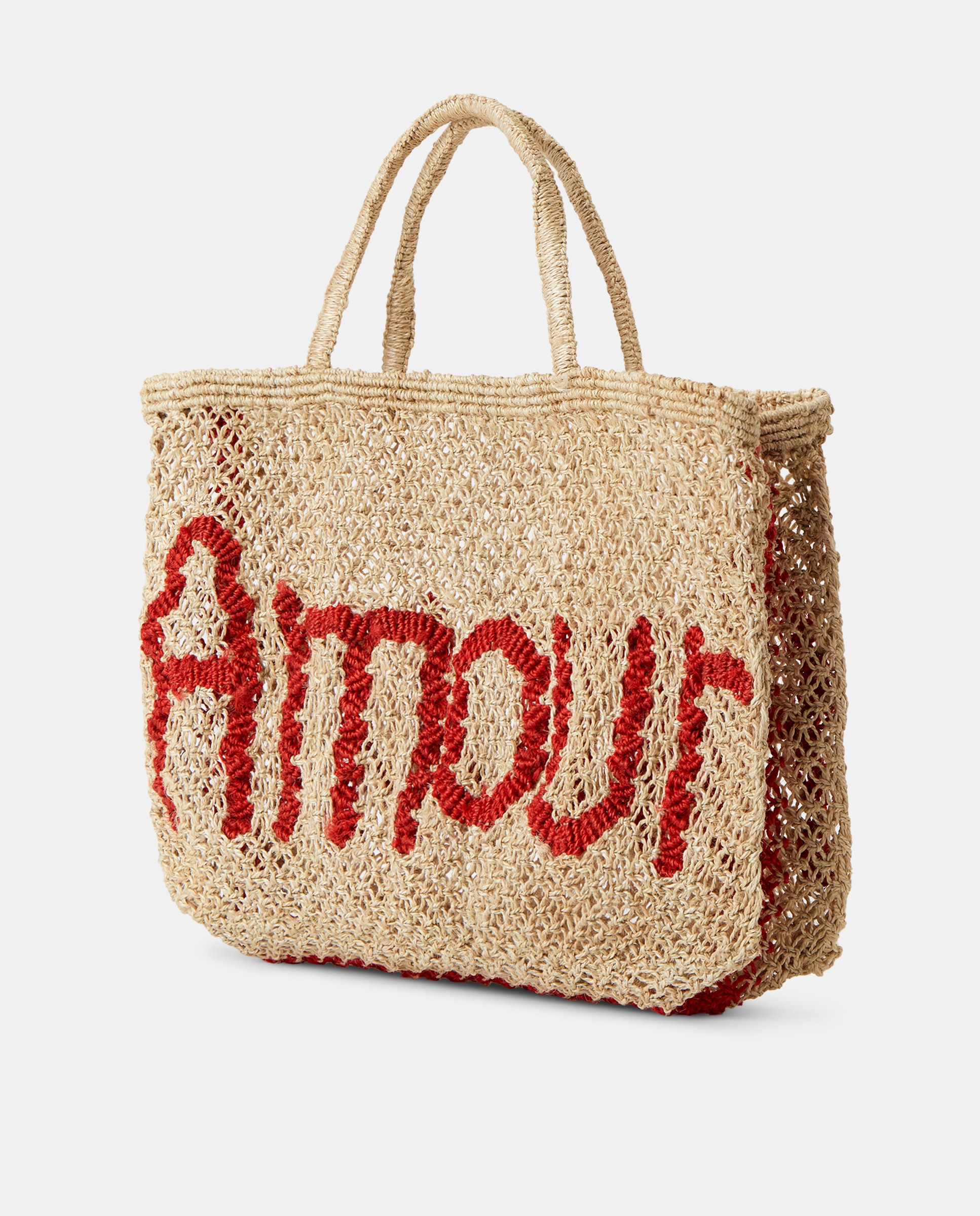 Mala Pequena Modelo Amour Word Bag - Cru Natural-2