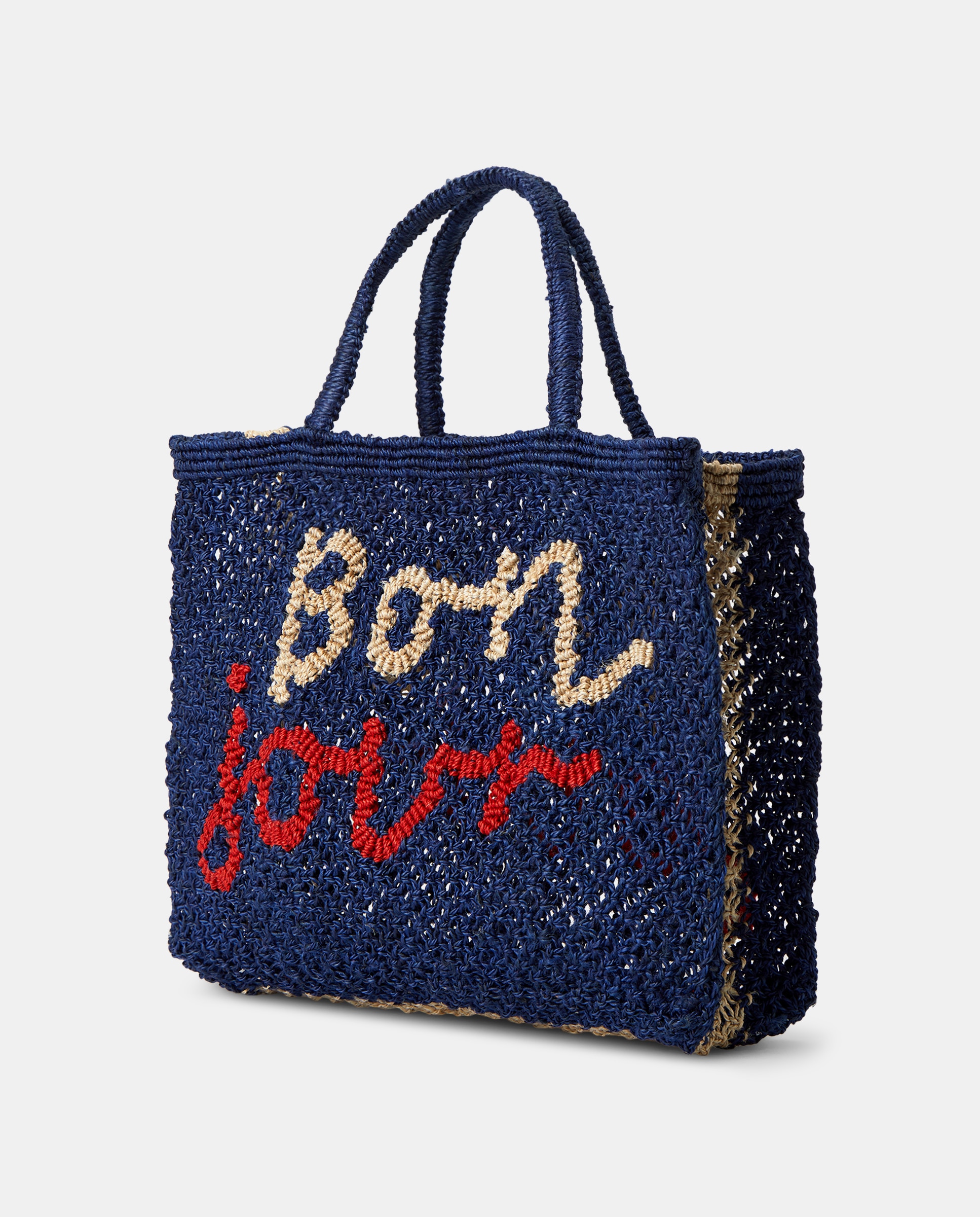 Mala Pequena Modelo Bon Jour Word Bag - Azul Azul-marinho-2