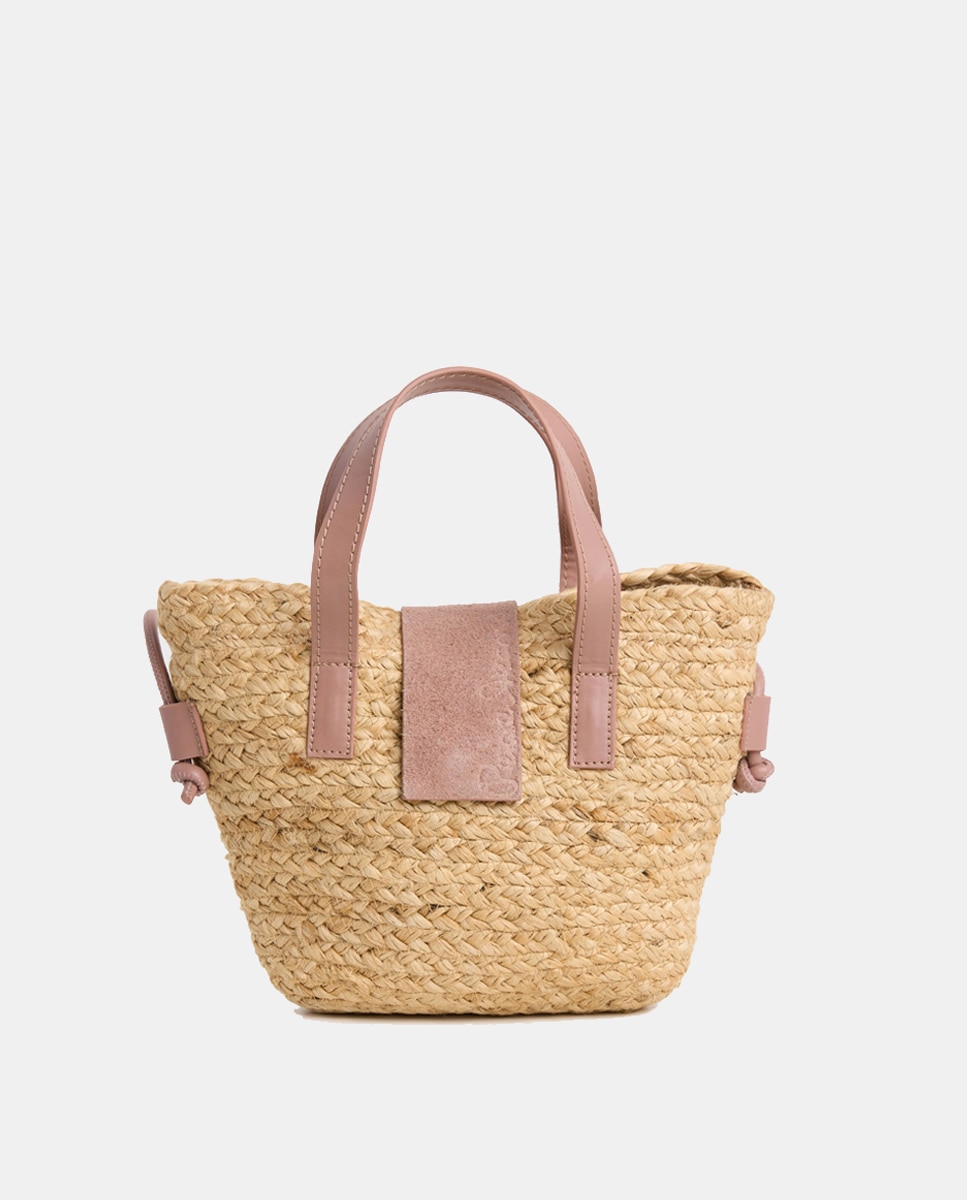 Mala Tipo Cesta com Correia Rosa-1