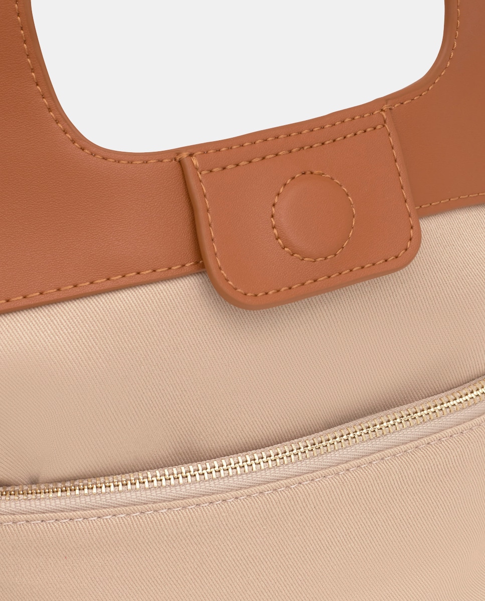 Bolso capazo mediano de rafia con cierre de cordones y asa regulable - Tous - Camel Camel-5