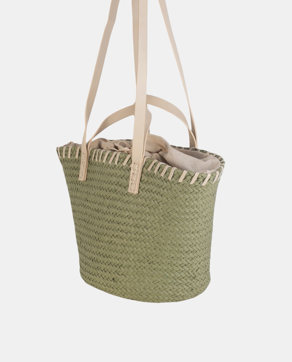 Cesta de Fibra Natural com Fecho de Correr Caqui-2