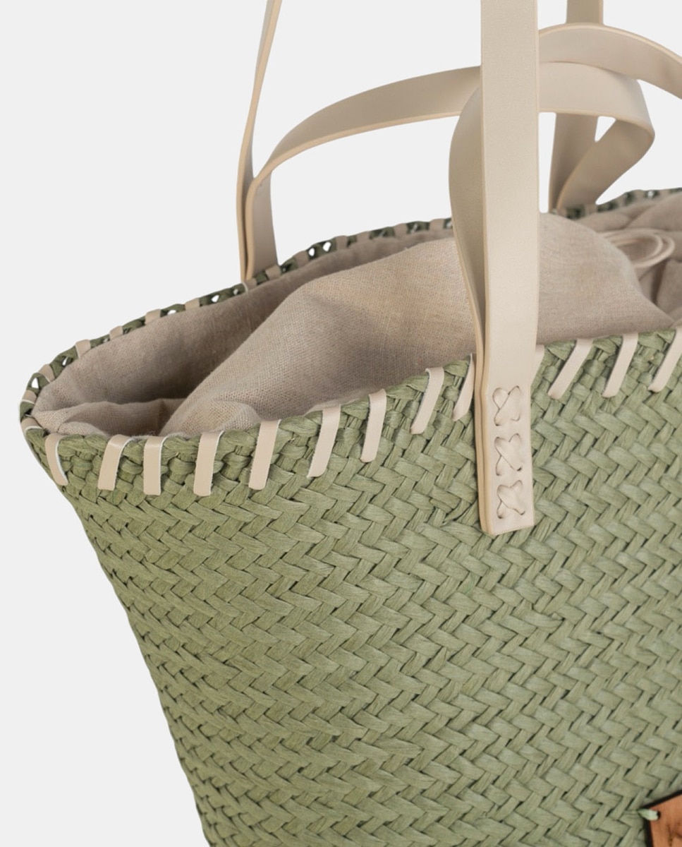 Cesta de Fibra Natural com Fecho de Correr Caqui-3