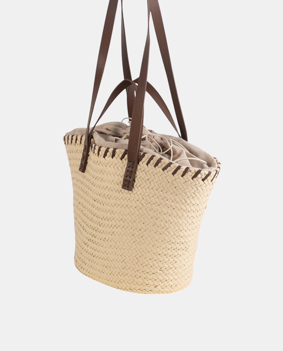 Cesta de Fibra Natural com Fecho de Correr Preto-2