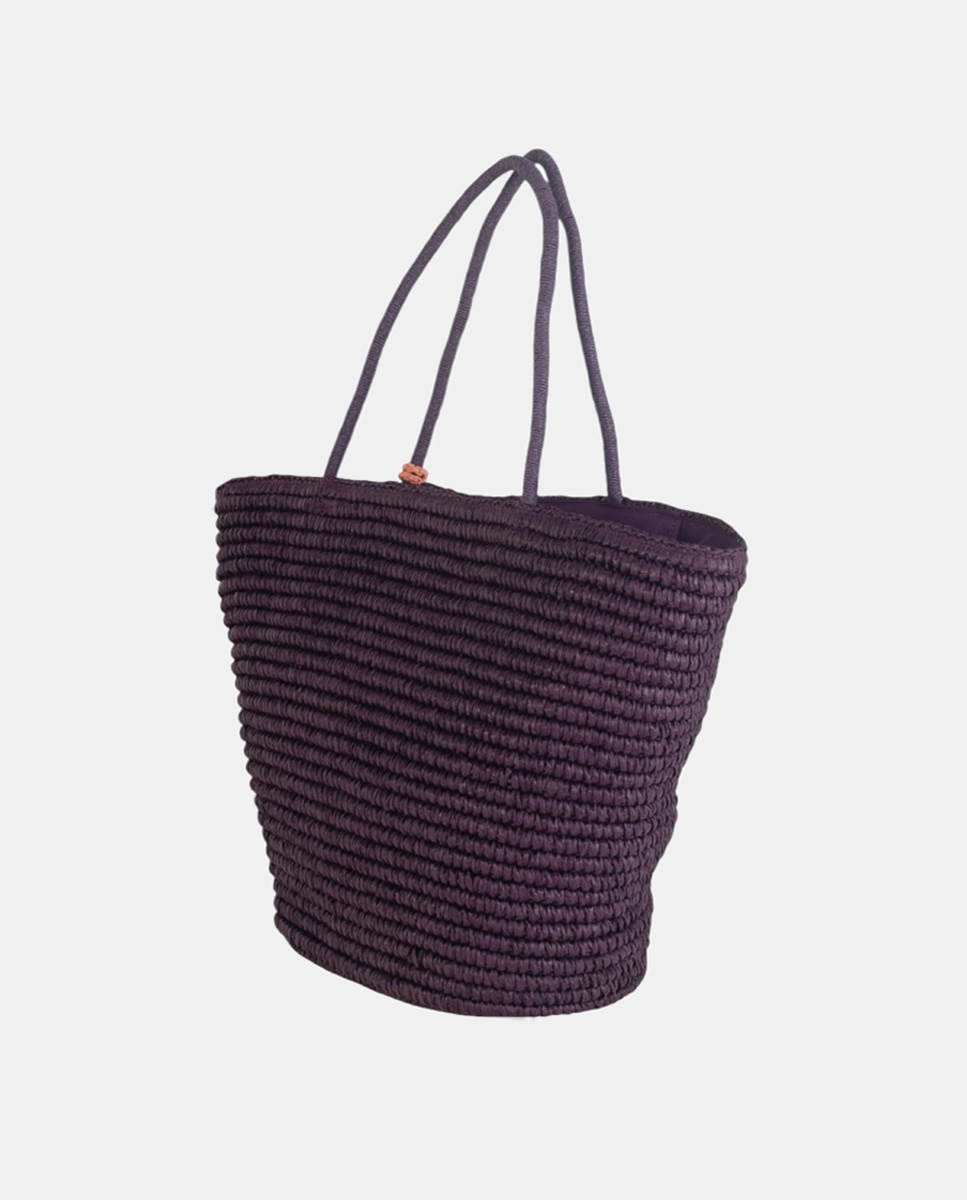 Cesta de Fibra Natural com Fecho de Correr Lilás-2