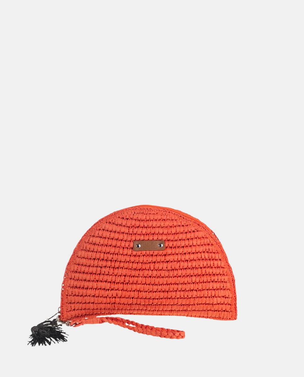 Carteira de Fibra Natural com Fecho de Correr Coral-1