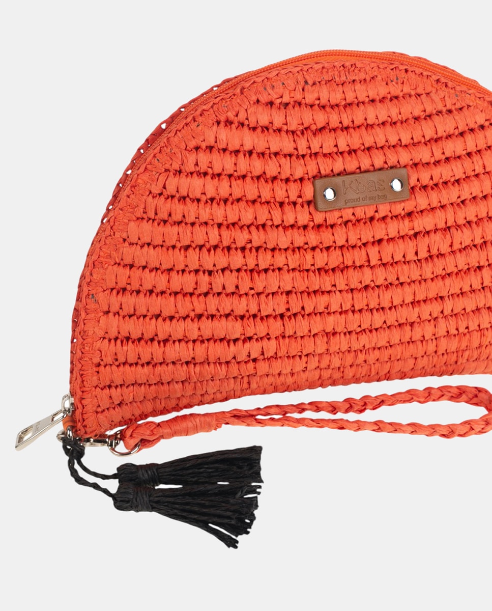 Carteira de Fibra Natural com Fecho de Correr Coral-3