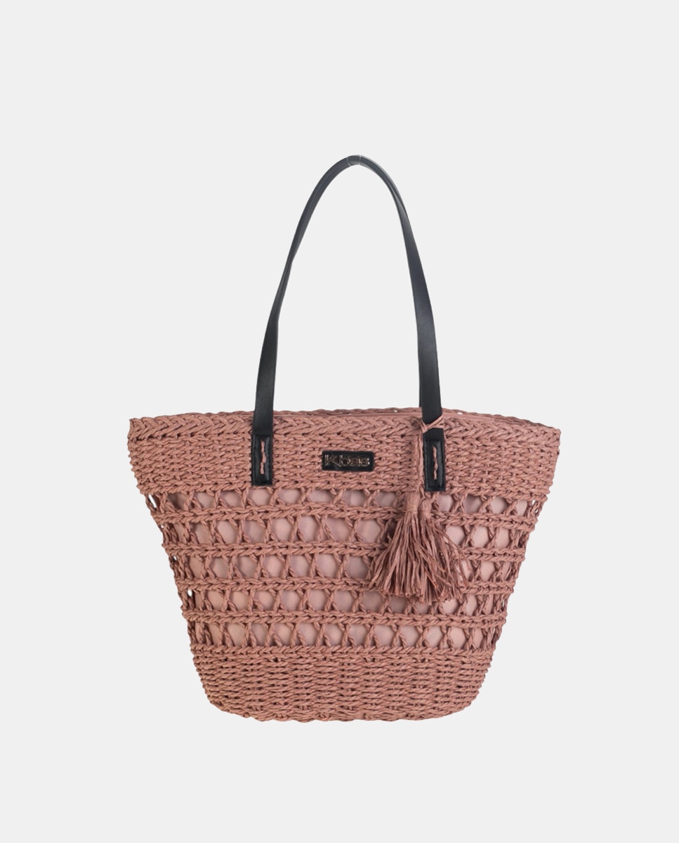 Cesta de Fibra Natural com Fecho de Correr Rosa-1