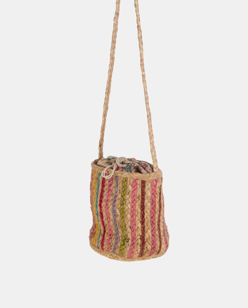 Mala a Tiracolo de Juta às Riscas Multicolor-2
