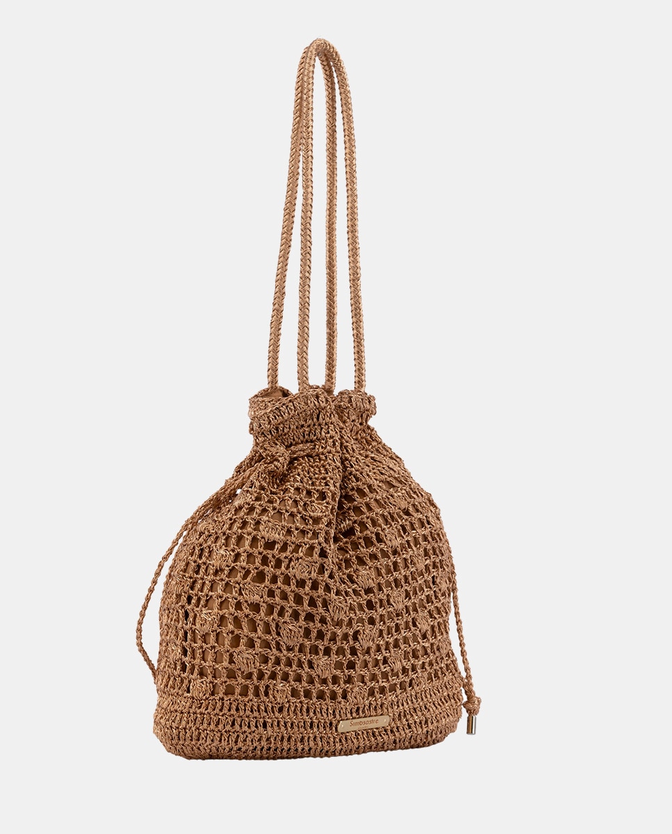 Mala Shopper de Corda Entrançada de Algodão Metalizado Ouro-3