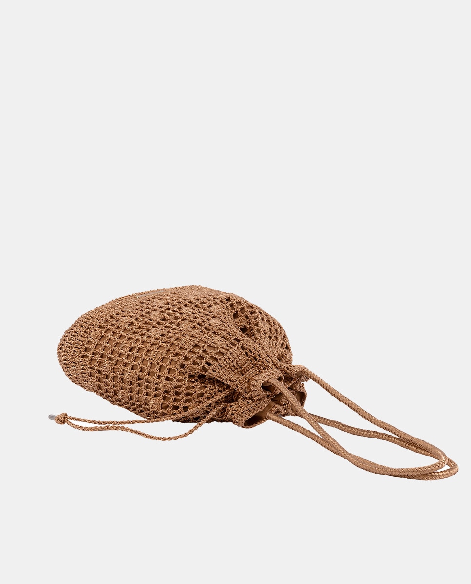 Mala Shopper de Corda Entrançada de Algodão Metalizado Ouro-5