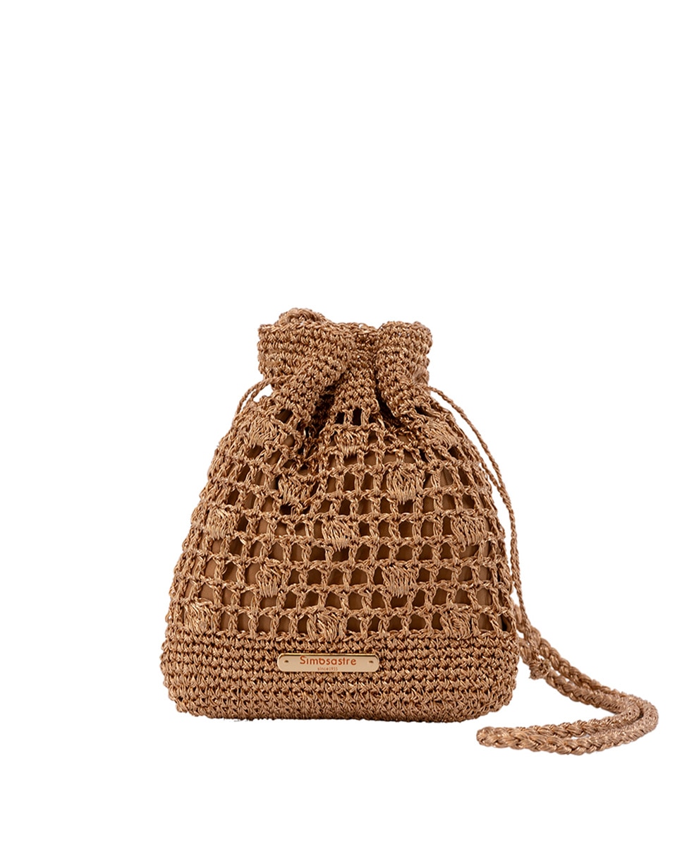 Mala Shopper de Corda Entrançada de Algodão Metalizado Ouro-1
