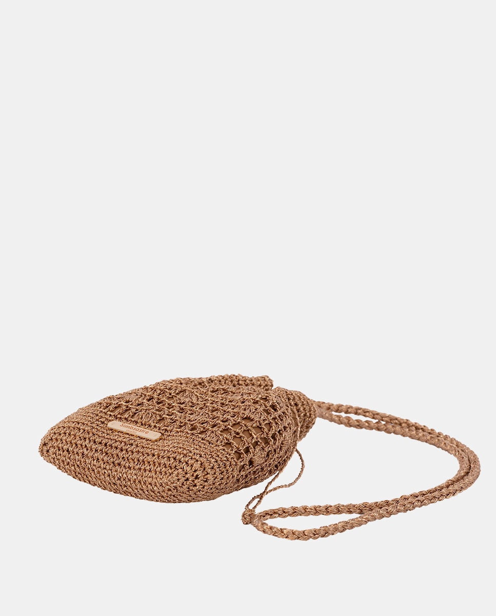 Mala Shopper de Corda Entrançada de Algodão Metalizado Ouro-4