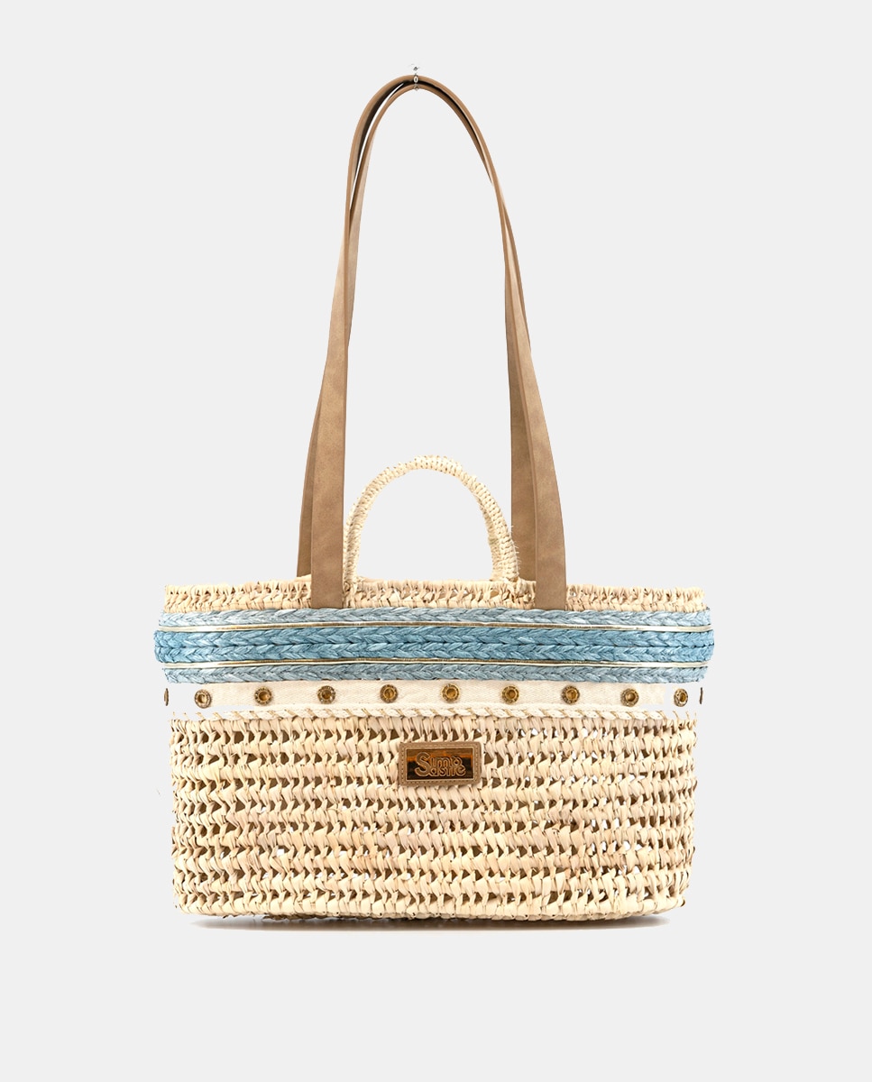 Imagem 0 de Mala Shopper de Palma Natural Atada e Combinada com Franjas e Ráfia