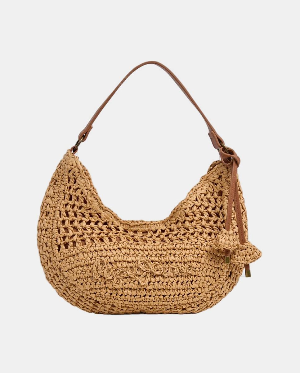 Imagem 0 de Mala Ziggy Balm de Meia-Lua com Alça Curta, Correia Ajustável e Contas Florais