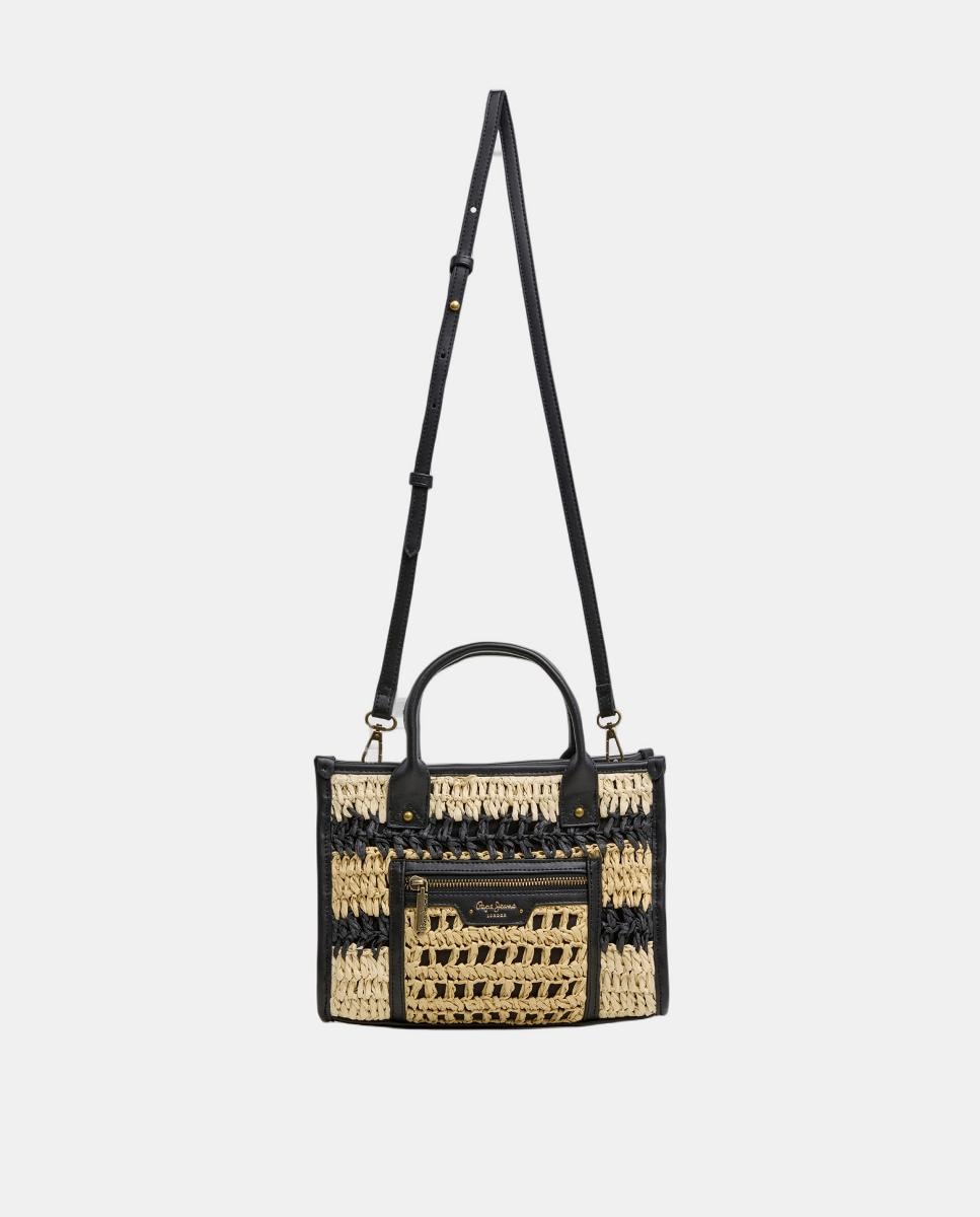 Bolso de mano y bandolera Zadie London, cierre de cremallera, doble asa y logotipo estampado - Pepe Jeans - Negro Negro-2