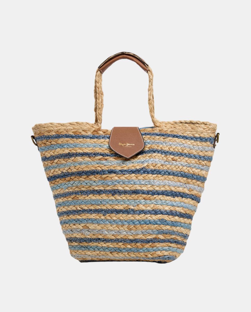 Imagem 0 de Mala Tipo Cesta de Palha Nova Jean com Fecho de Correr e Botão Magnético, Alça Dupla e Logótipo à Frente e Atrás