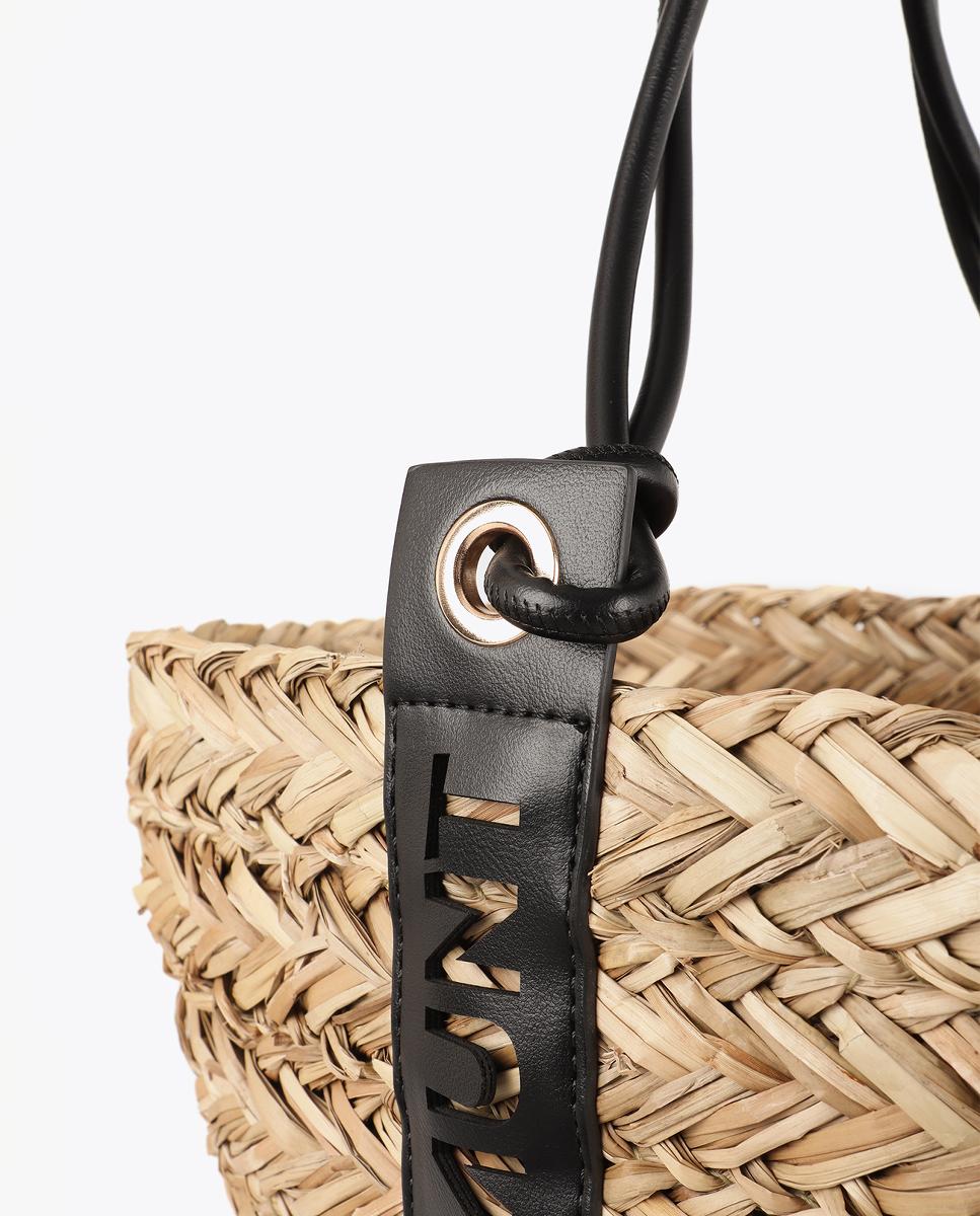 Cesta com Detalhe de Alça e Logótipo Perfurado Natural-2