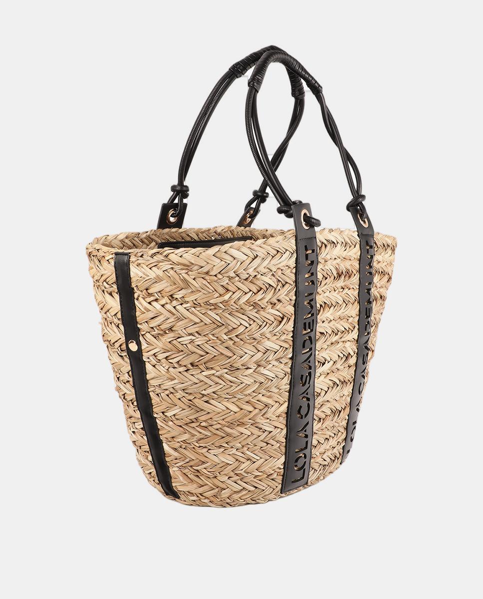Cesta com Detalhe de Alça e Logótipo Perfurado Natural-3