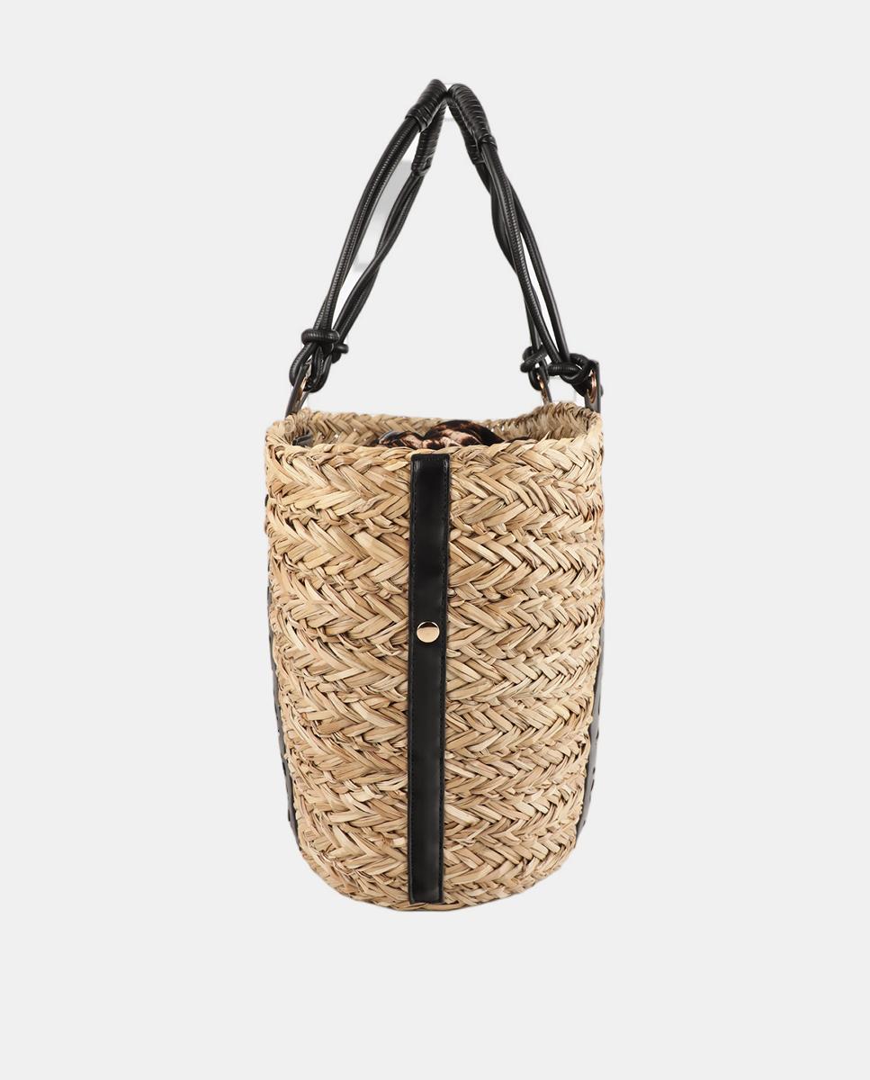 Cesta com Detalhe de Alça e Logótipo Perfurado Natural-4