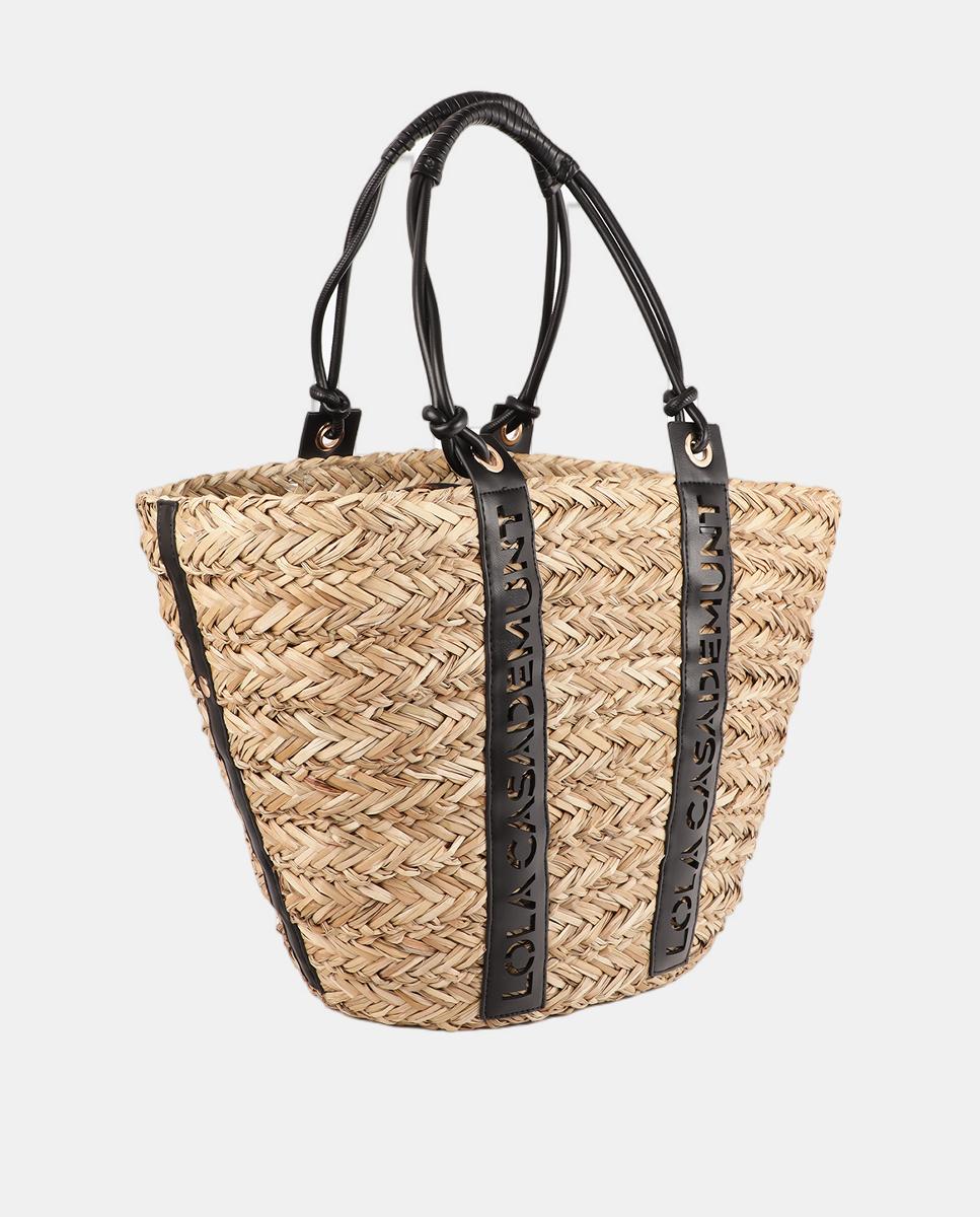 Cesta com Detalhe de Alça e Logótipo Perfurado Natural-5
