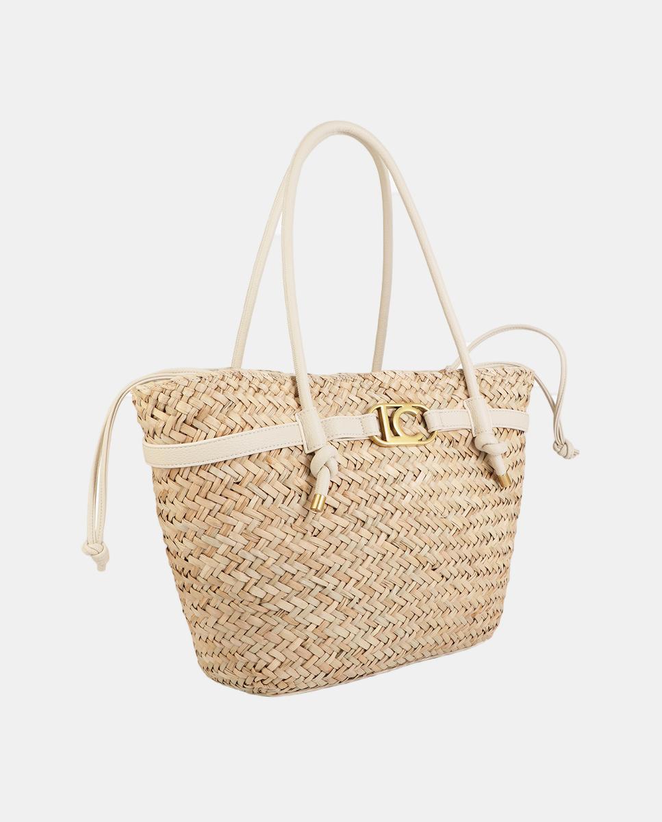 Cesta com Alças e Detalhes de Efeito de Pele Natural-4