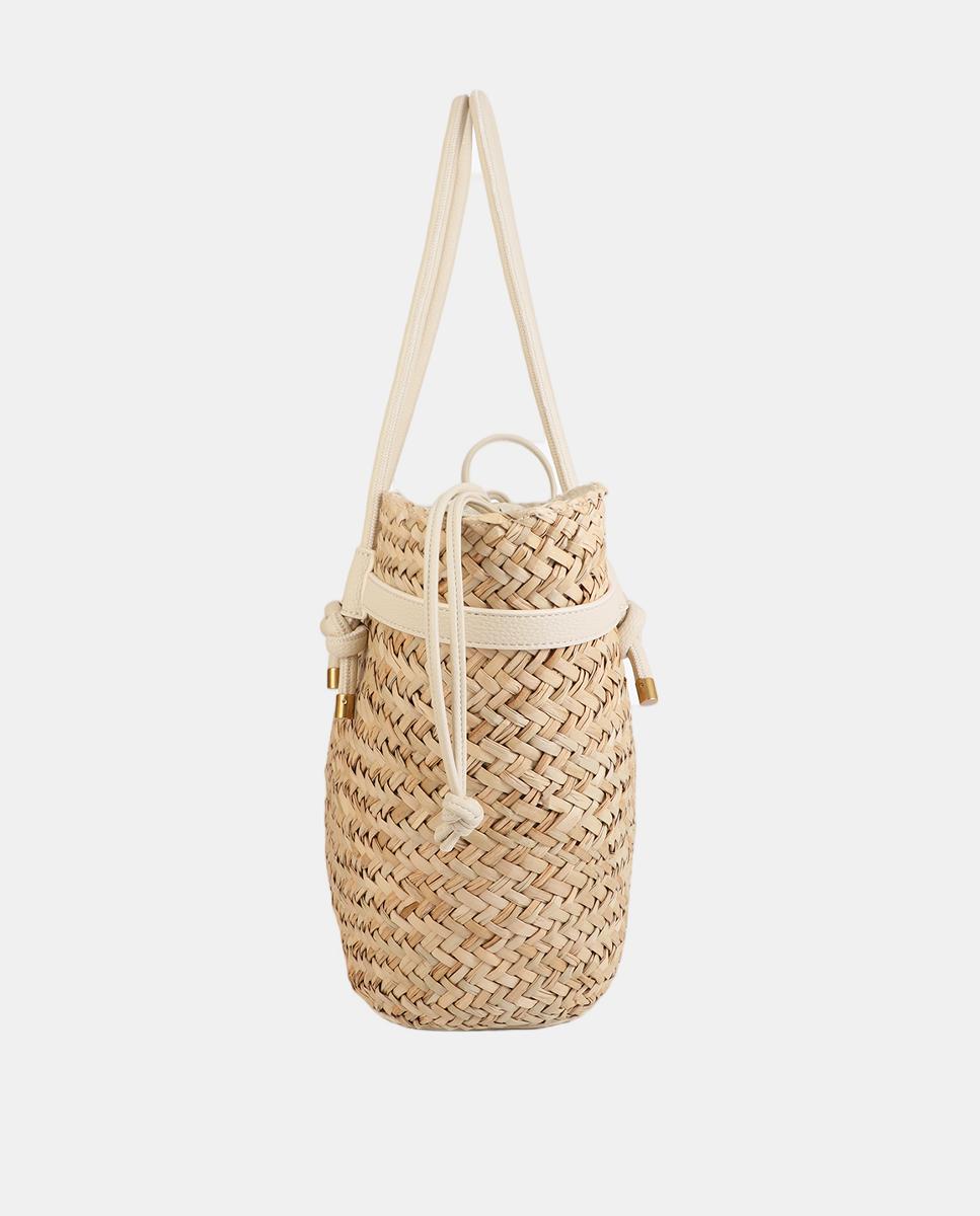 Cesta com Alças e Detalhes de Efeito de Pele Natural-5