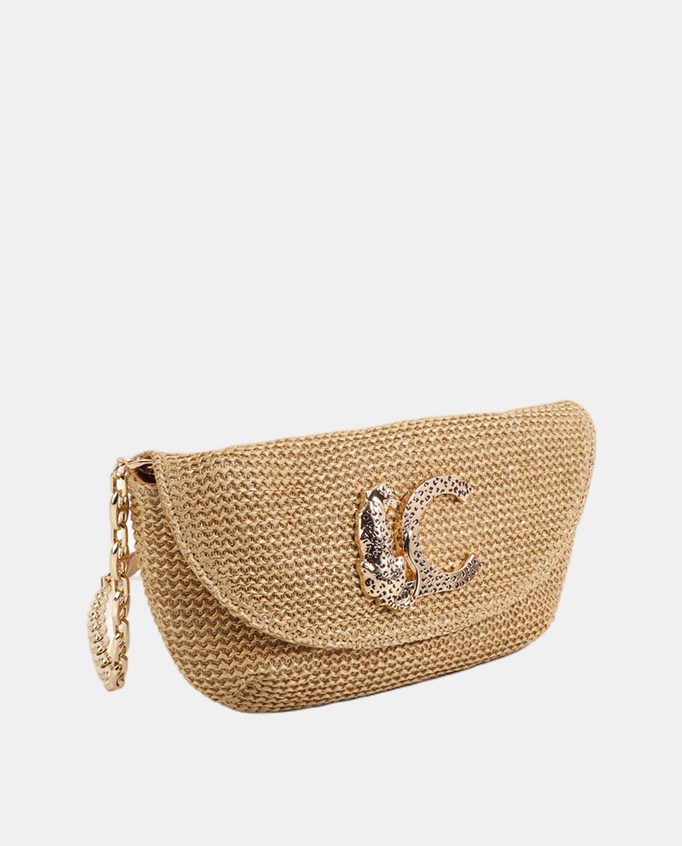 Bolso evento efecto rafia logo leopardo - Lola Casademunt - Natural Natural-2