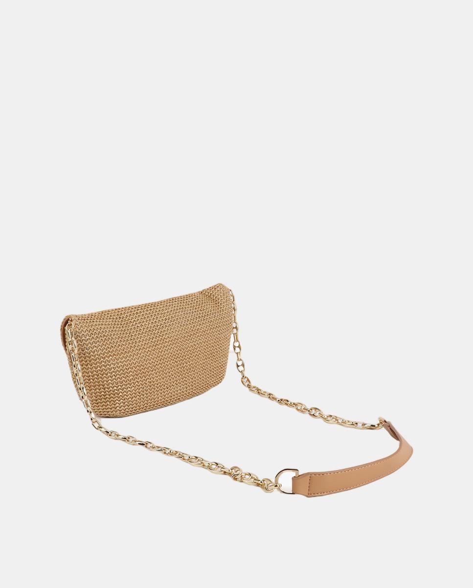 Bolso evento efecto rafia logo leopardo - Lola Casademunt - Natural Natural-4