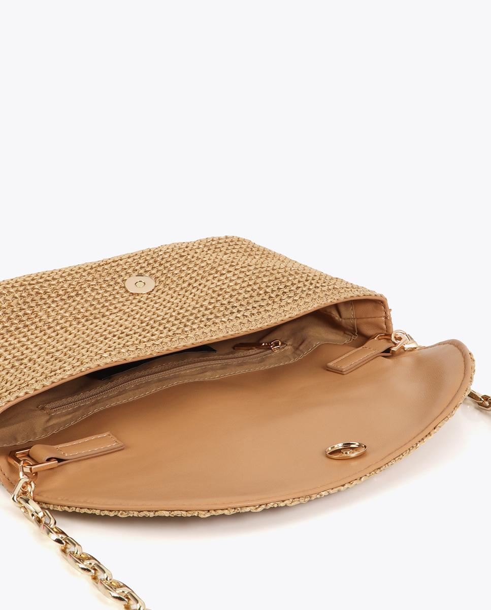 Bolso evento efecto rafia logo leopardo - Lola Casademunt - Natural Natural-5