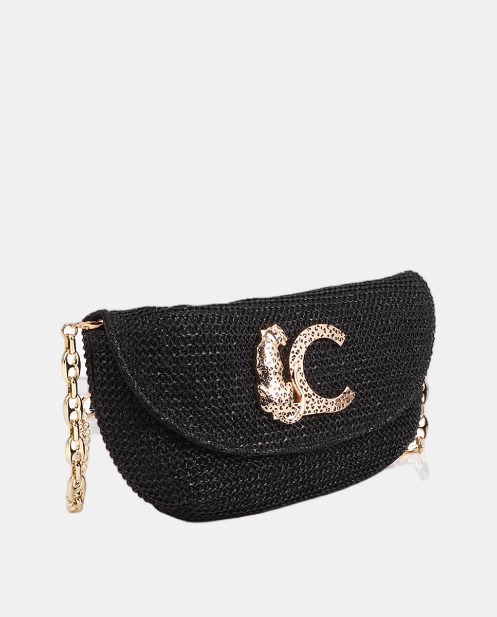 Mala de Evento com Efeito de Ráfia e Logótipo de Leopardo Preto-4