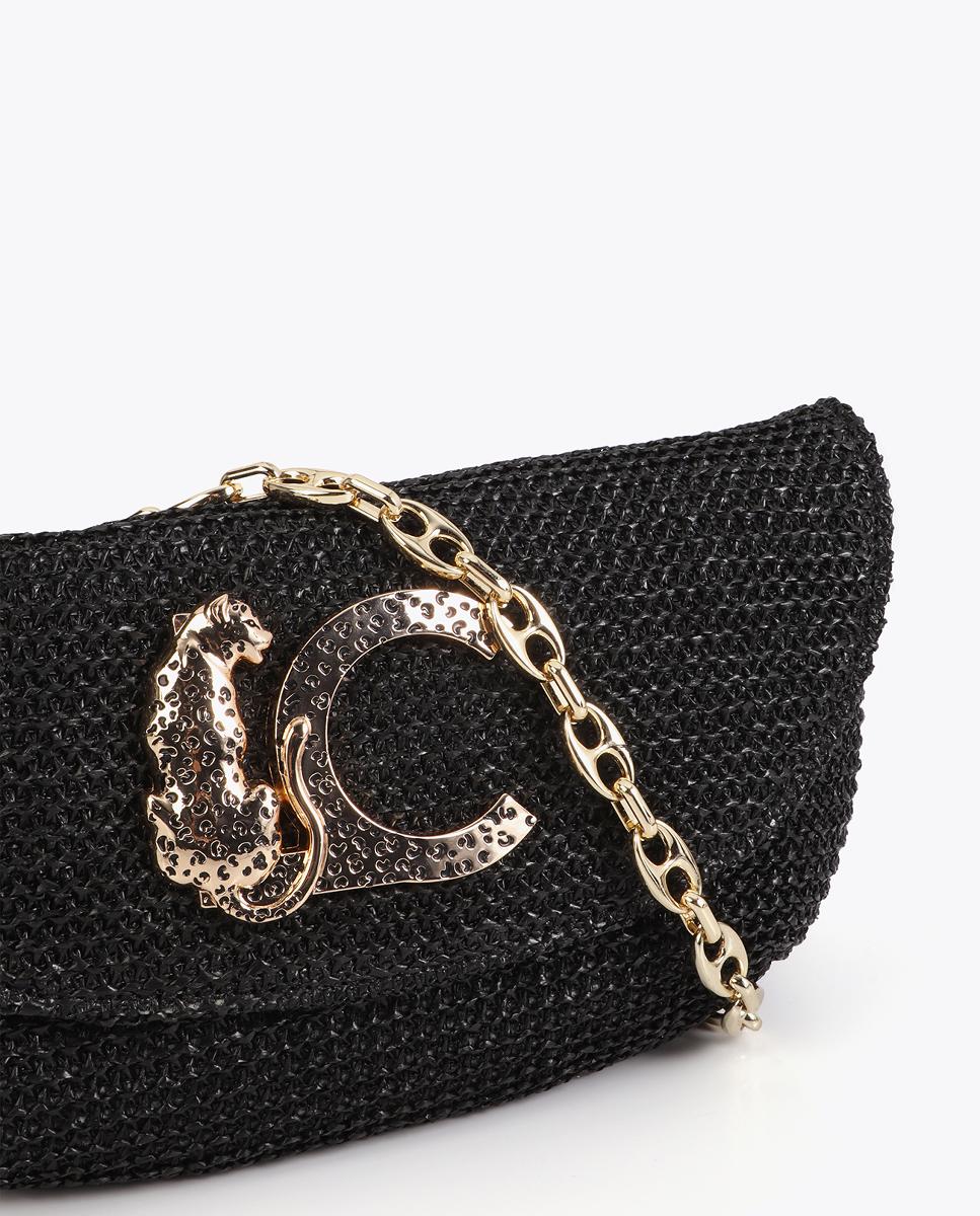 Mala de Evento com Efeito de Ráfia e Logótipo de Leopardo Preto-8
