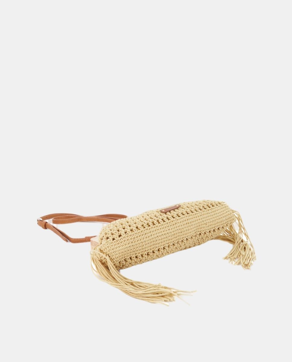 Mala Clutch de Macramé com Franjas Amarelo-4
