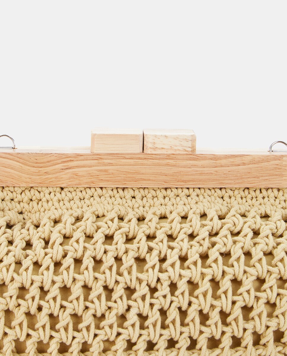 Mala Clutch de Macramé com Franjas Amarelo-7