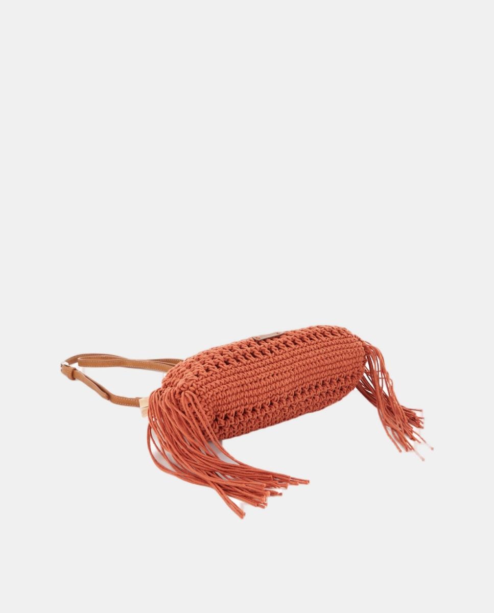 Mala Clutch de Macramé com Franjas Laranja-4