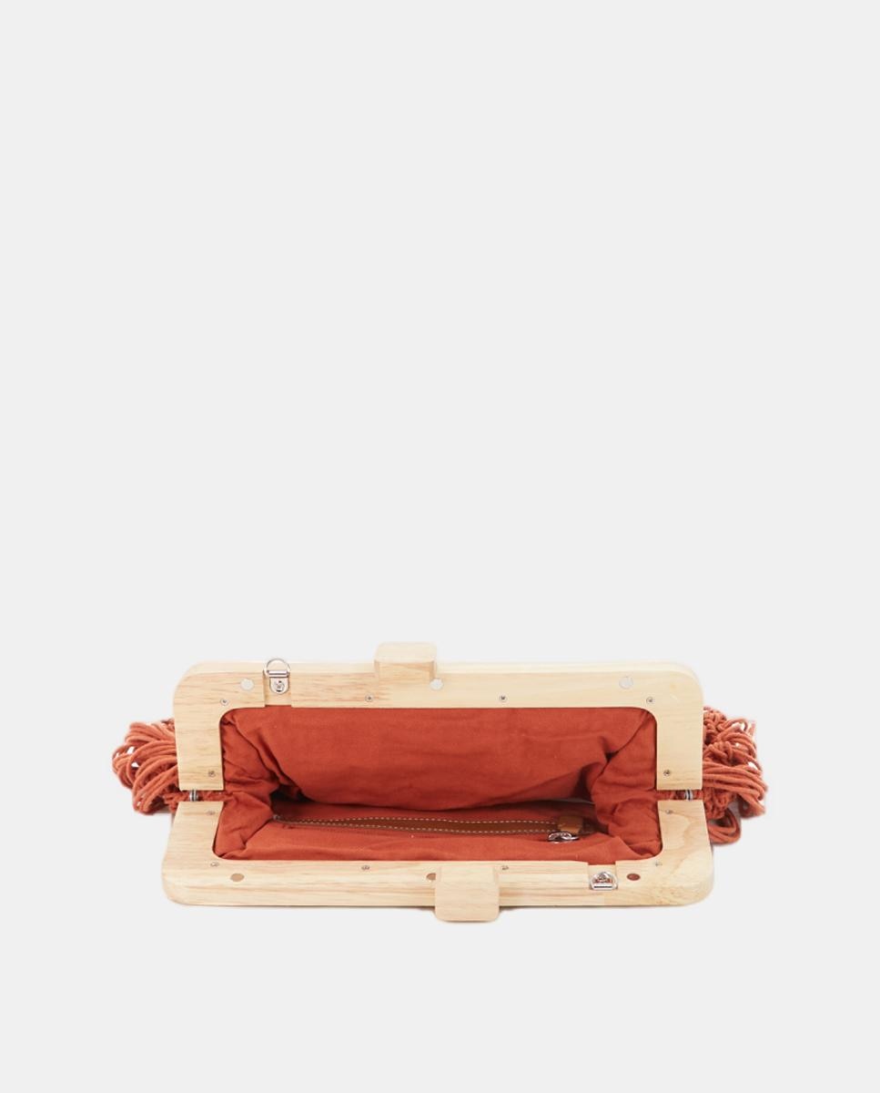 Mala Clutch de Macramé com Franjas Laranja-6