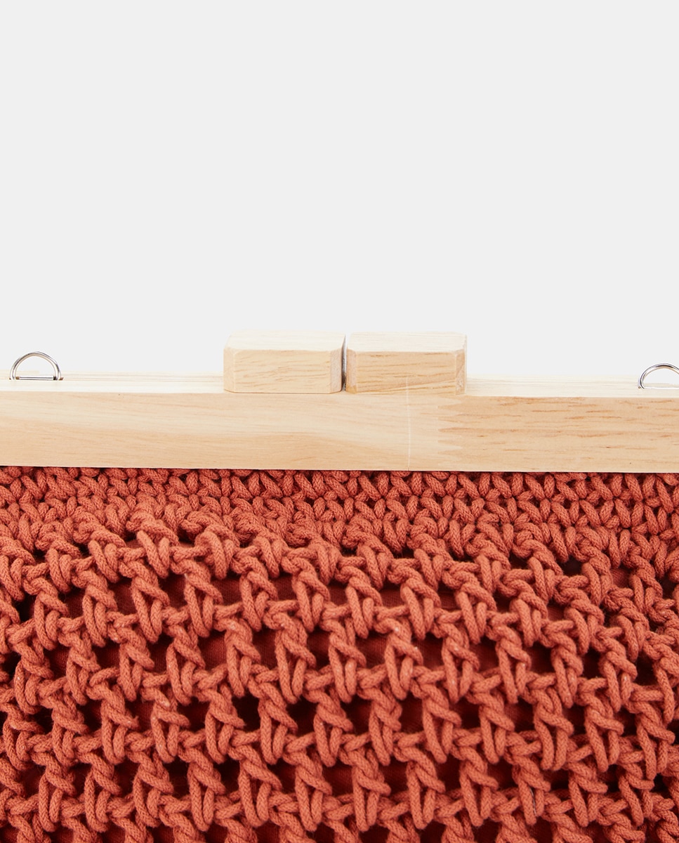 Mala Clutch de Macramé com Franjas Laranja-7