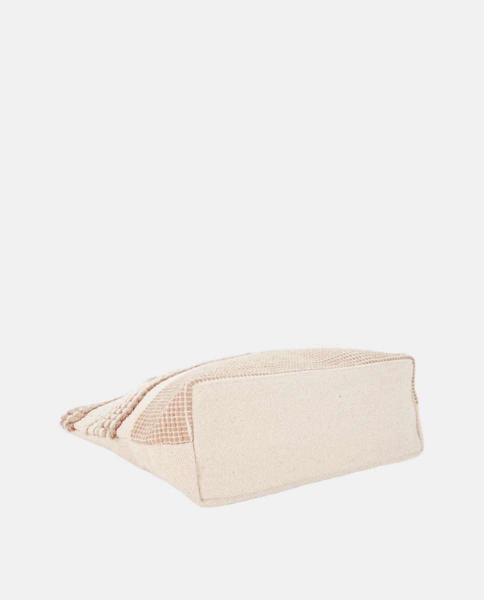 Cesta de Praia com Bordado às Riscas Bege-4