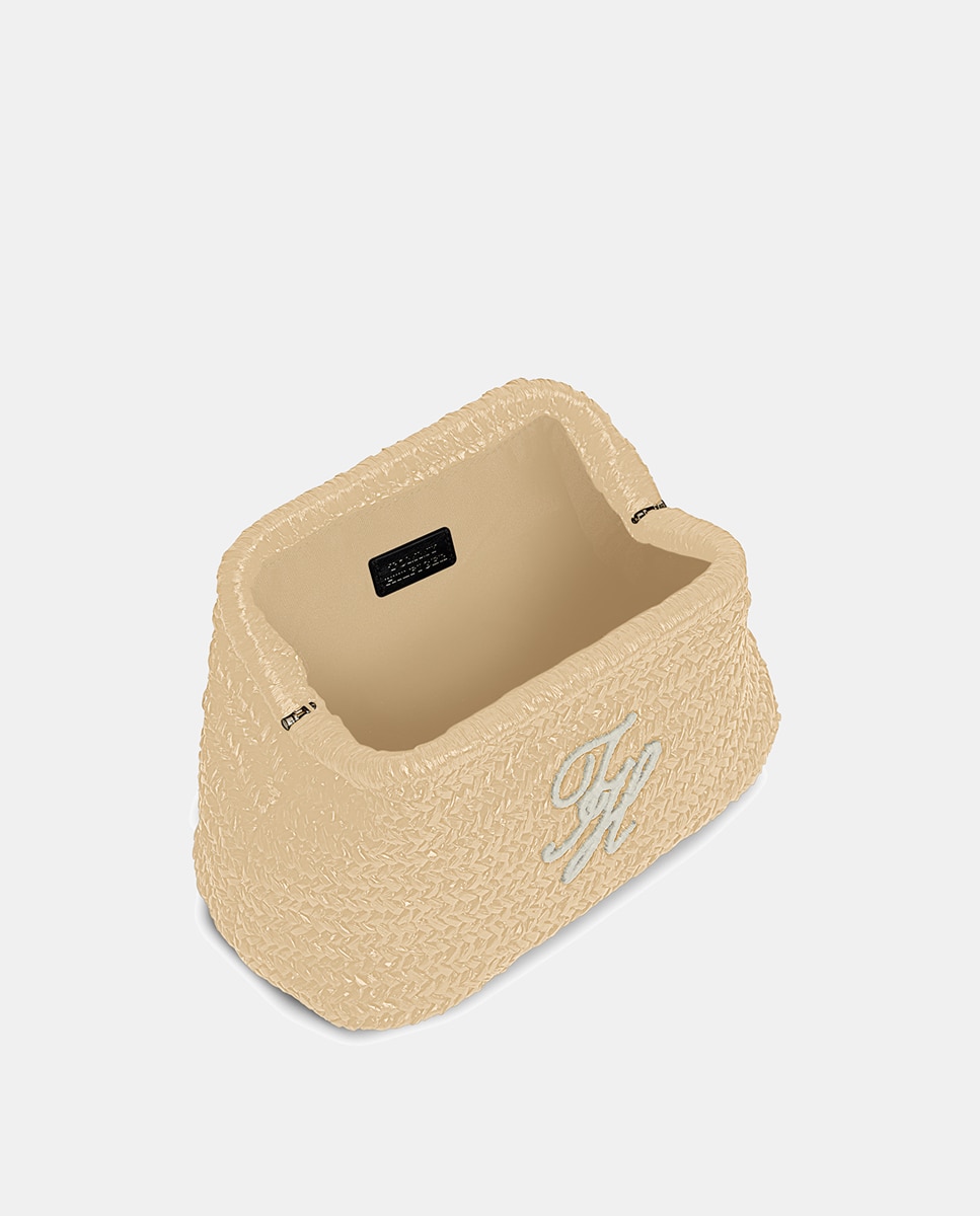 Mala Clutch de Ráfia TH Script Natural-2