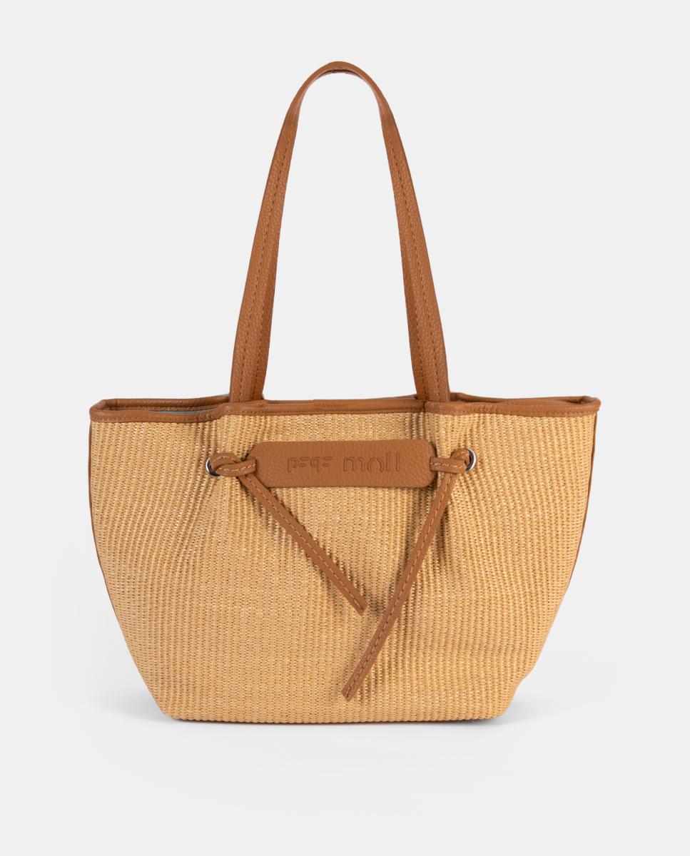 Imagem 0 de Mala de Ráfia com Combinações em Pele