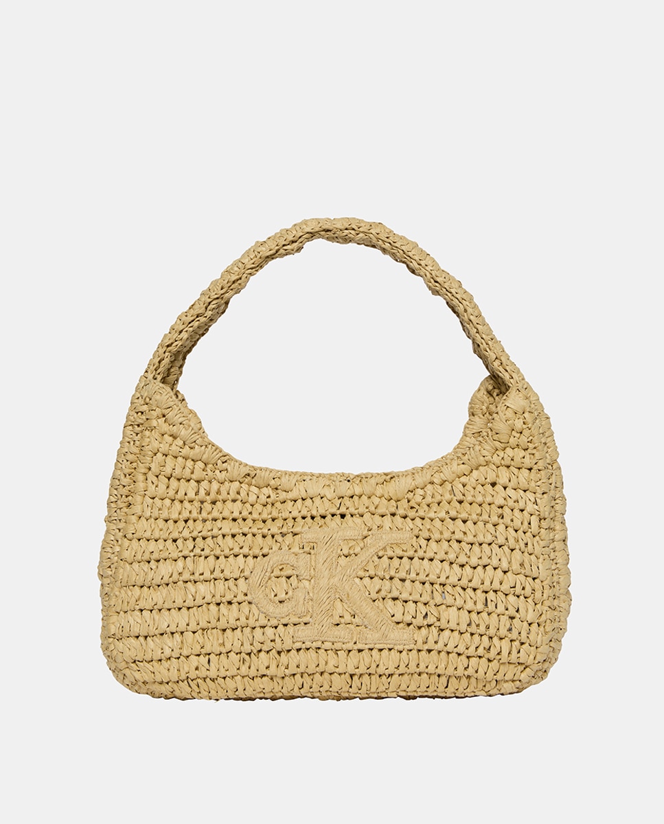 Imagem 0 de Mala de Ombro em Ráfia com Logótipo CK