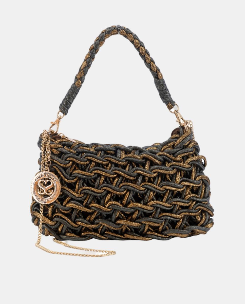 Imagem 0 de Mala Clutch de Corda Entrançada em Algodão Metalizado