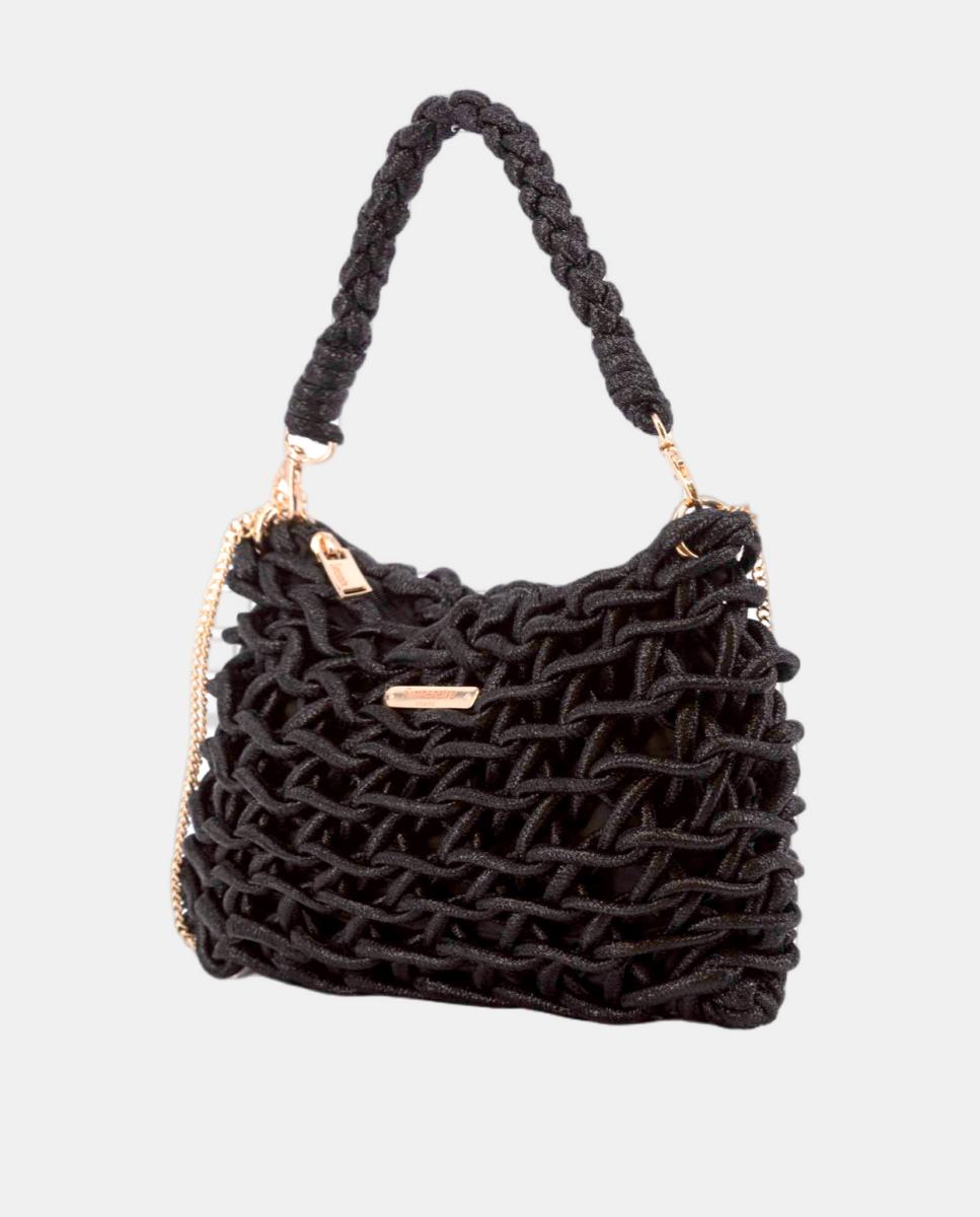 Imagem 0 de Mala Clutch de Corda Entrançada em Algodão Metalizado