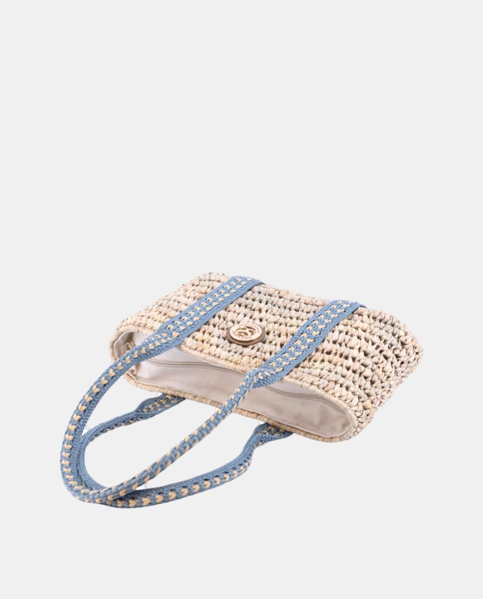 Mala Shopper de Palma Natural Atada Azul-3