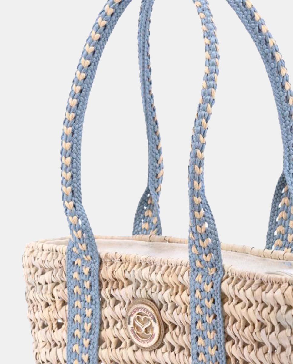 Mala Shopper de Palma Natural Atada Azul-4