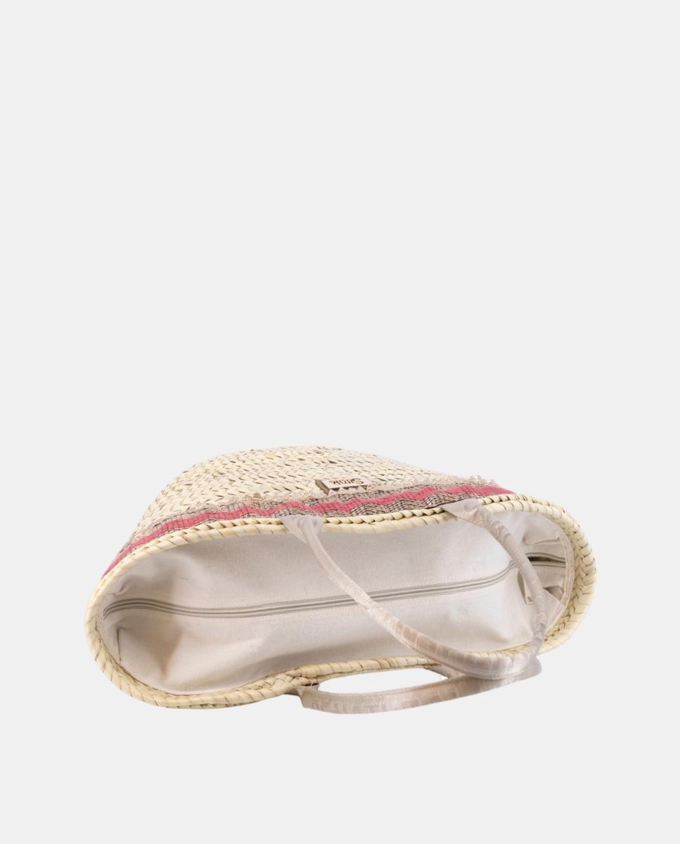 Cesta Grande de Palma Natural com 10 Dobras Coral-3