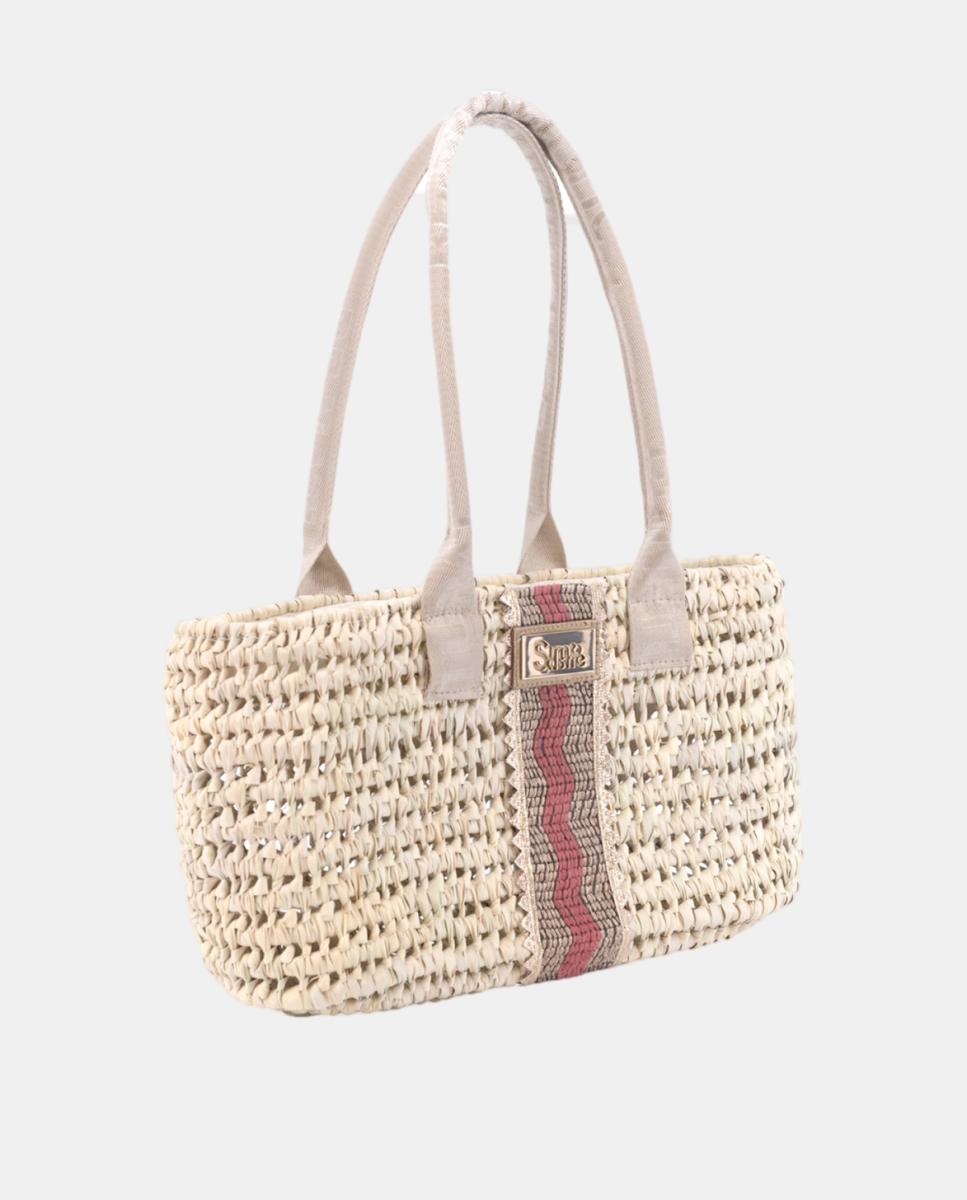 Mala Shopper de Palma Natural Atada Coral-2