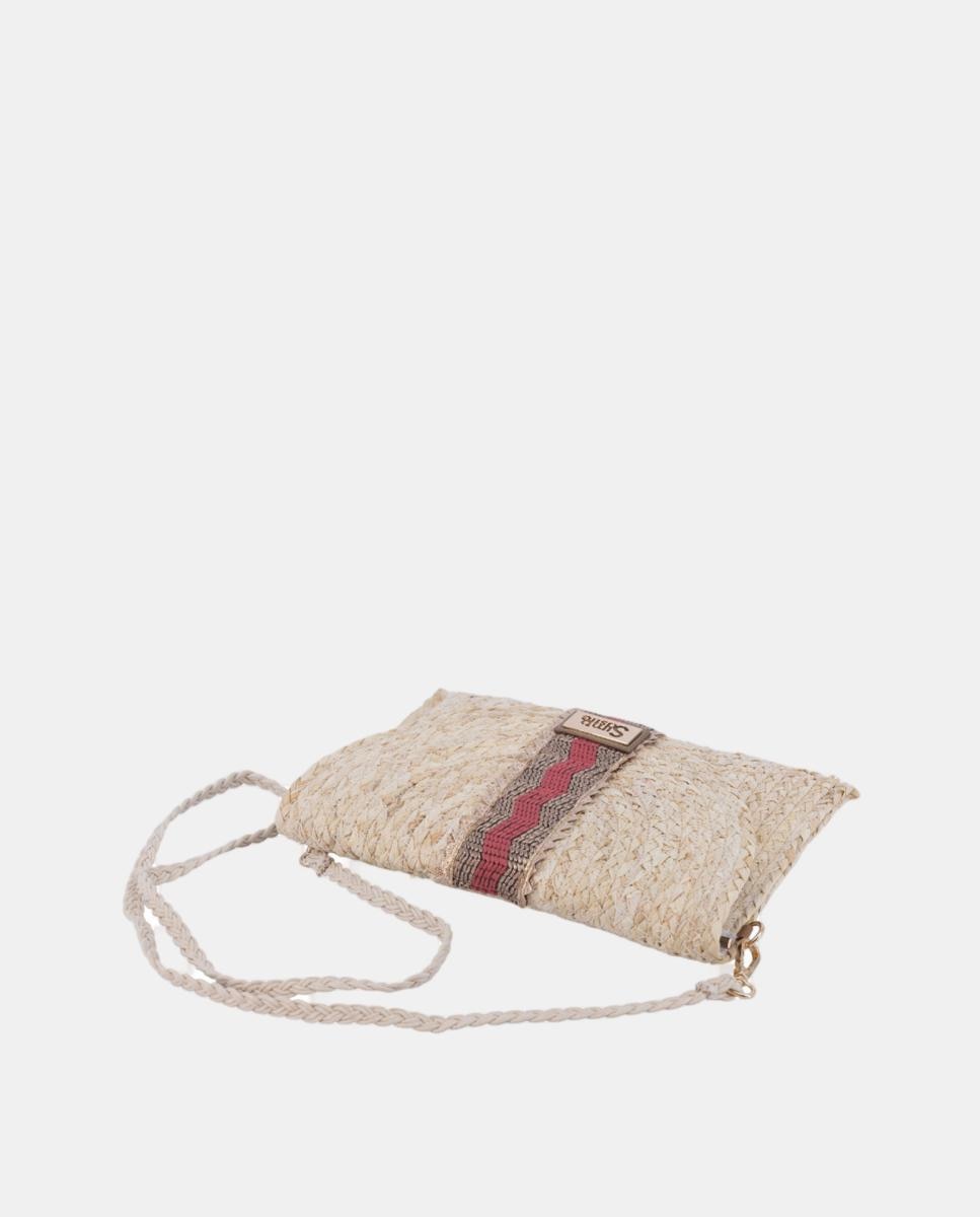 Carteira Tipo Mala Clutch de Folhas de Milho Coral-3