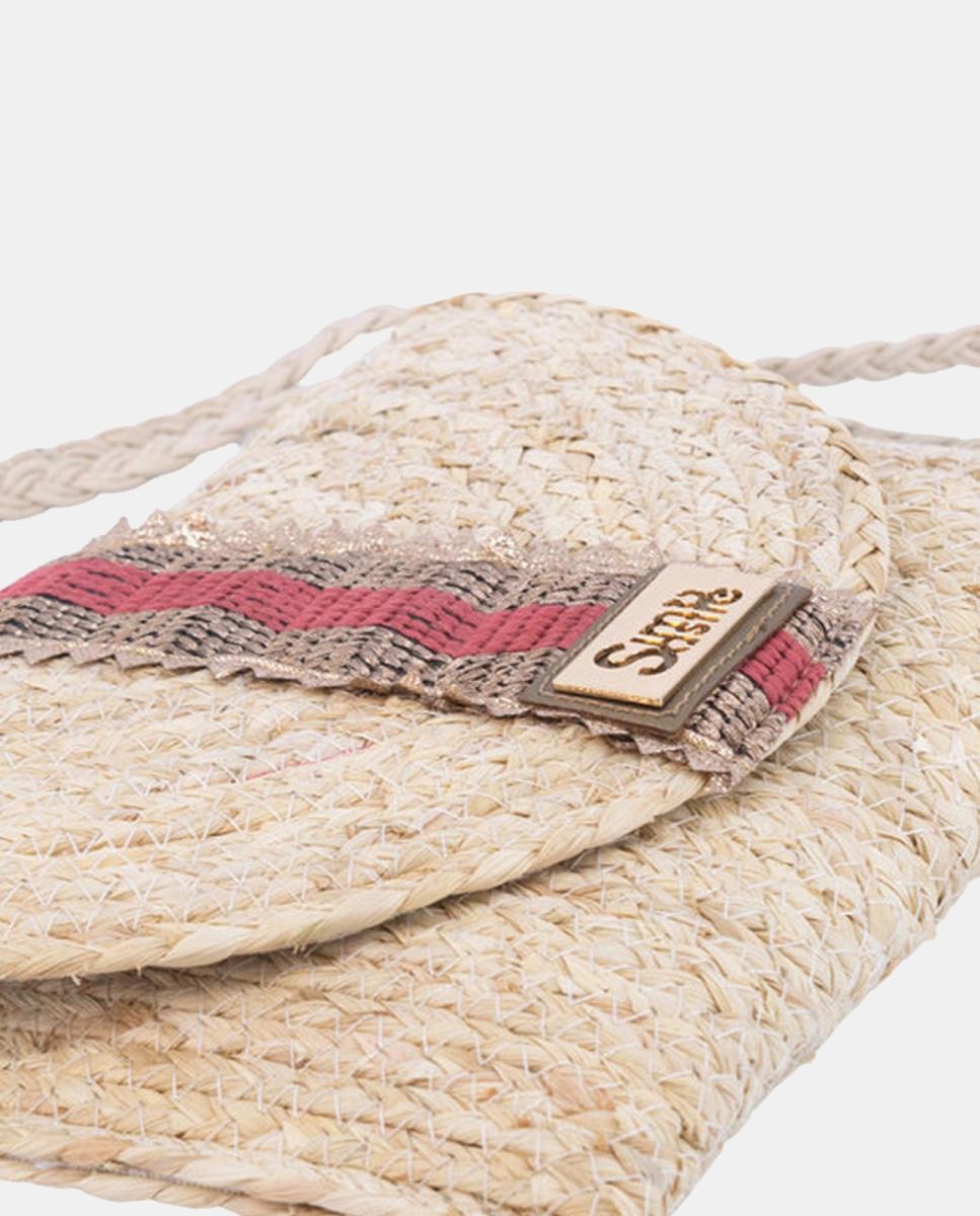 Carteira Tipo Mala Clutch de Folhas de Milho Coral-4