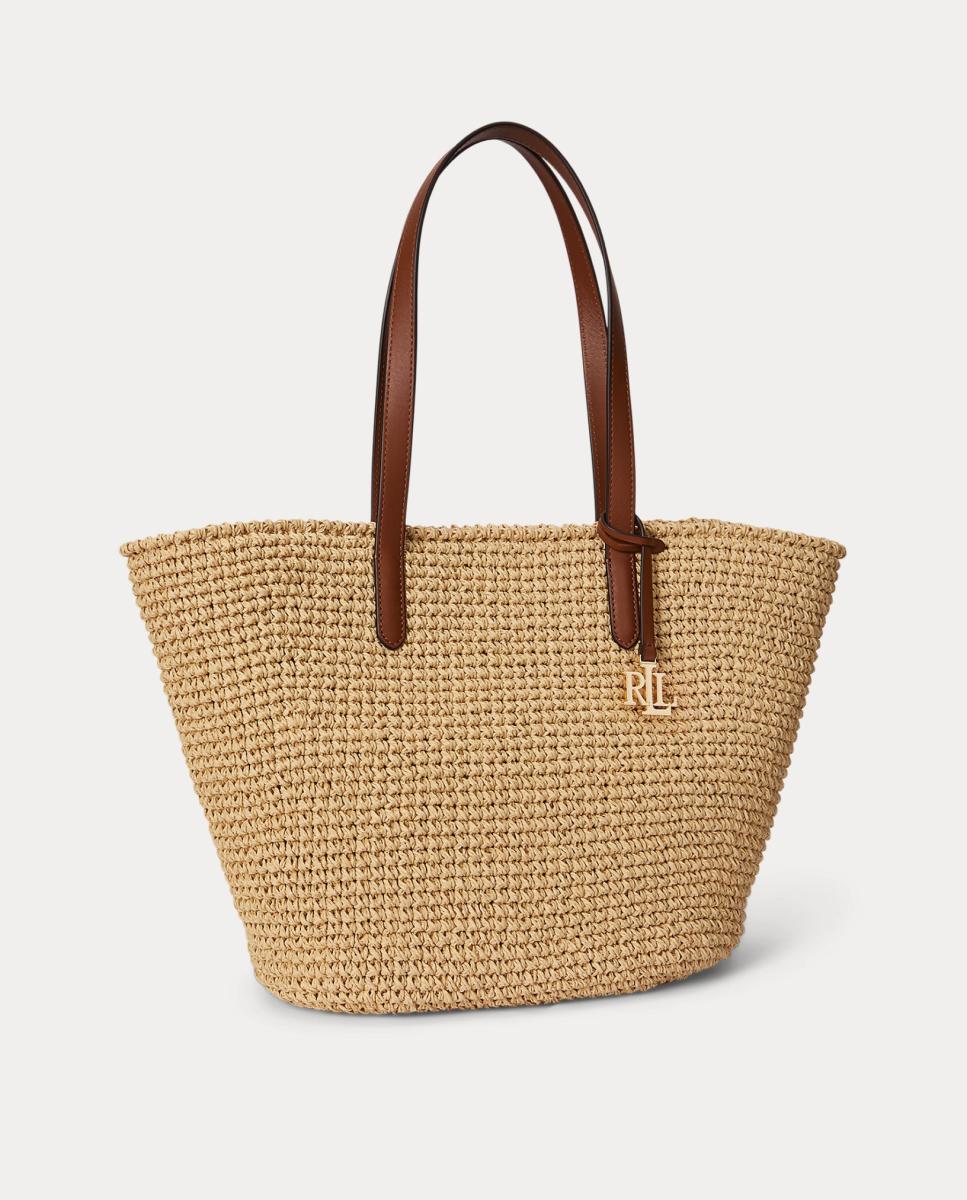 Mala Tipo Tote Lainey Grande de Ráfia Natural-2