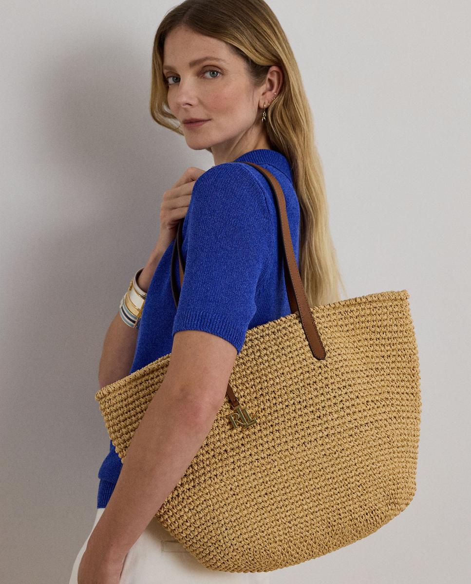 Mala Tipo Tote Lainey Grande de Ráfia Natural-6